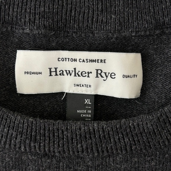 Hawker Rye Cotton & Cashmere Charcoal Gray Crewneck Sweater - Picture 16 of 16
